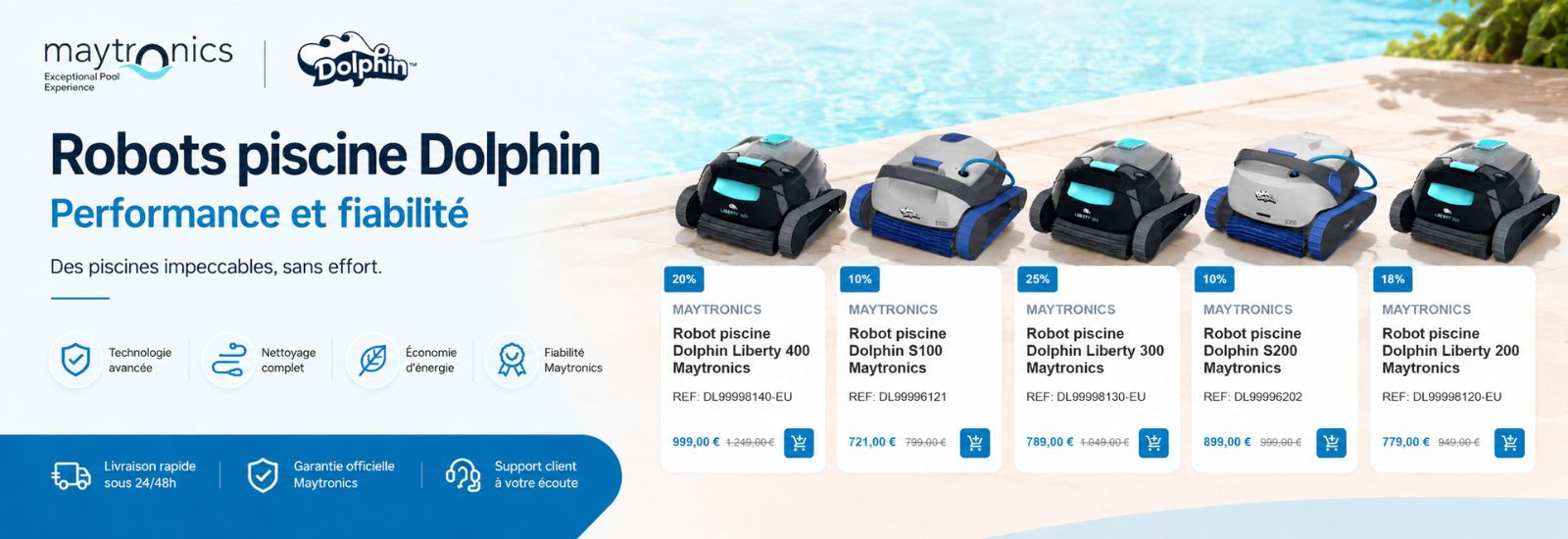 Robots piscine Dolphin - Performance et fiabilité